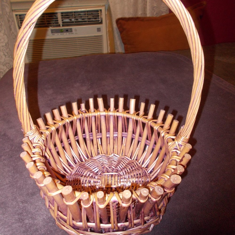 EUC, brown & purple wicker basket, nice!